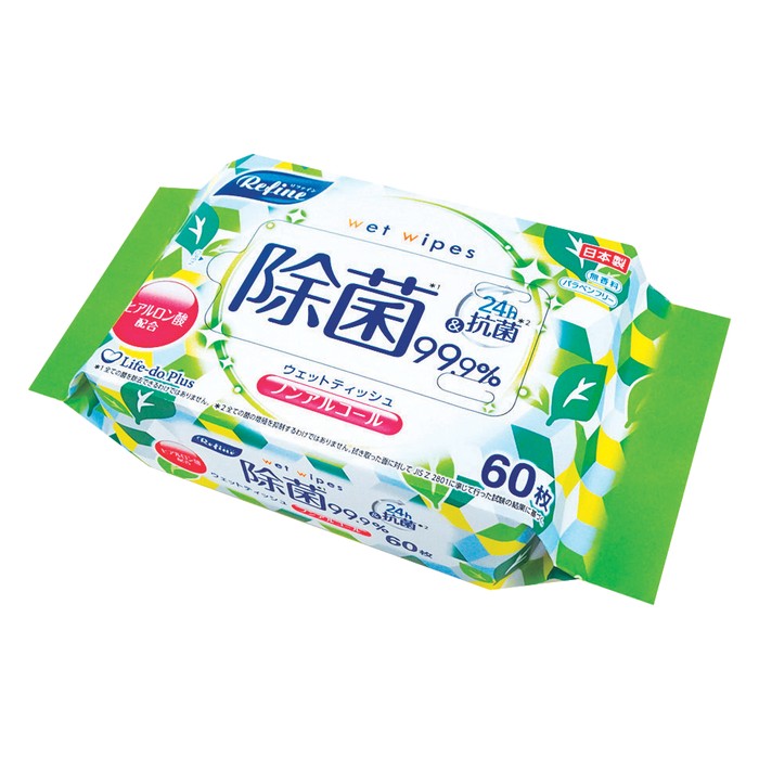 リファイン除菌ウェットティッシュ60枚入 ノンアルコール