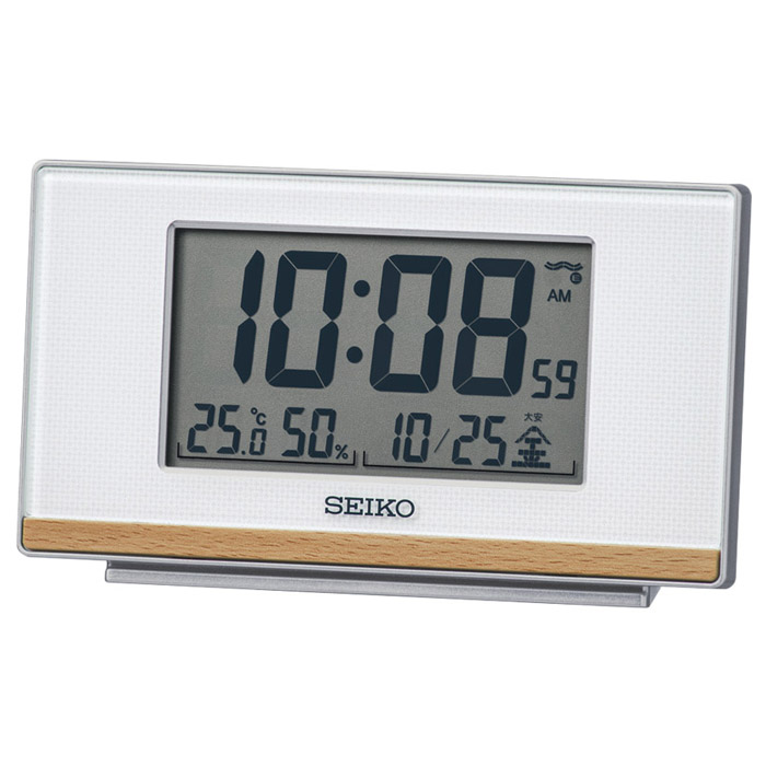 セイコー 温・湿度表示付電波目覚時計