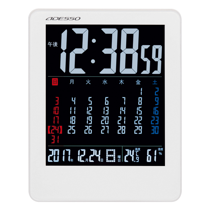 アデッソ カラーカレンダー電波時計